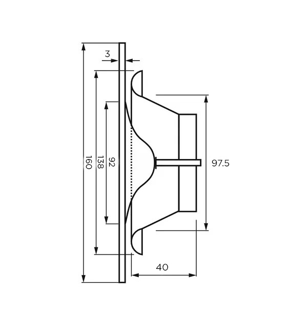 Анемостат со стеклянной внешней частью FOZA D 100 мм. Матовое стекло. Чёрный. RAL 9005. Круглый